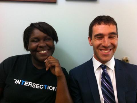 Dawnya Johnson, a student leader with "The Intersection," and Intersection executive director Zeke Cohen.
